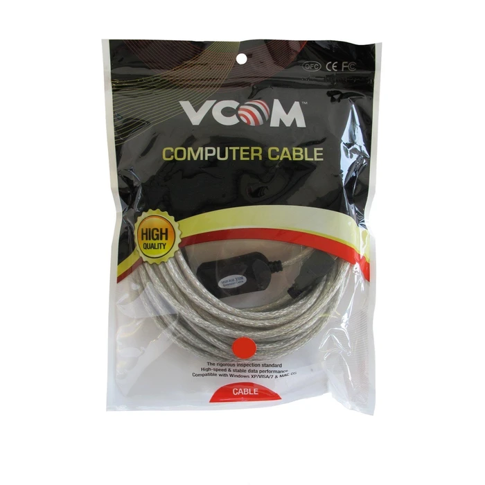 VCOM 2.0 A (M) to USB 2.0 A (F) with IC Power 10m Grey Retail Packaged Extension Data Cable