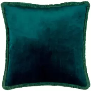 Freya Elegance Fringed Cushion Cover, Teal, 45 x 45cm - Paoletti