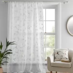 Darnley Woven Slot Top Voile Curtain Panel, White, 55 x 48" - Dreams&drapes