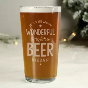 Personalised Wonderful Time Of The Year Pint Glass Clear