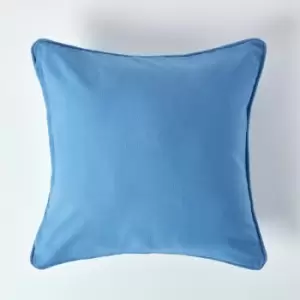 Cotton Plain Air Force Blue Cushion Cover, 30 x 30cm - Blue - Homescapes