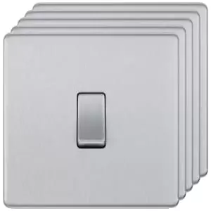 BG 10Ax Screwless Flat Plate Single Switch 2 Way 5 Pack - Brushed Steel