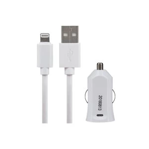 Maplin Lightning to USB A Male Cable 1.5m Plus USB Car Charger 2.4A