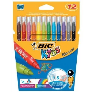 Bic Kids Couleur Medium Tip Ultra Washable Water-based Felt Tip Pen Assorted Colours Pack of 12