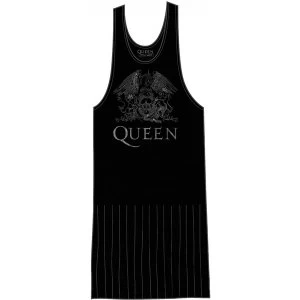 Queen Crest Vintage with Tassels Ladies Large T-Shirt Dress - Black