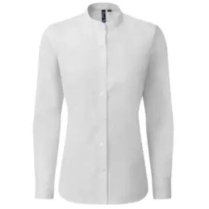 Premier Womens/Ladies Banded Grandad Collar Formal Shirt (XL) (White)