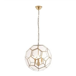 3 Light Spherical Pendant Antique Brass, Glass, E14