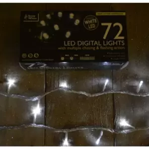 72 LED Digital Outdoor Christmas Lights With Chasing/Flashing Lights In White