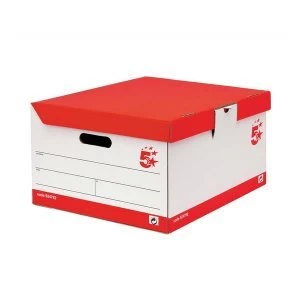 5 Star Office Storage Trunk Hinged Lid Red and White FSC Pack of 10