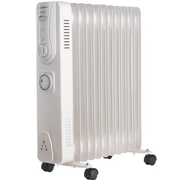 VonHaus 11 Fin Oil Filled Radiator White with Timer - White One Size