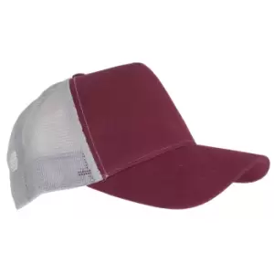 Beechfield Mens Half Mesh Trucker Cap / Headwear (Pack of 2) (One Size) (Burgundy/ Light Grey)