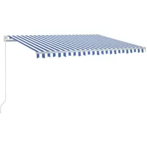 Vidaxl - Manual Retractable Awning with LED 450x350cm Blue and White Blue