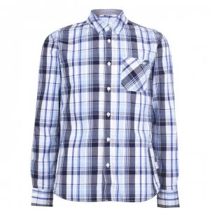 Lee Cooper Long Sleeve Check Shirt Mens - White/Navy/Blue