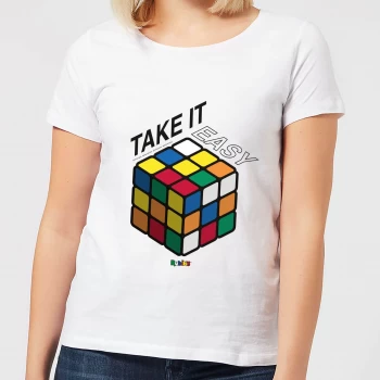 Take It Easy Rubik's Cube Womens T-Shirt - White - XL