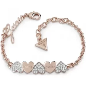 Guess Heart Bouquet Rose Gold Plated Crystal Heart Bracelet UBB85102-L