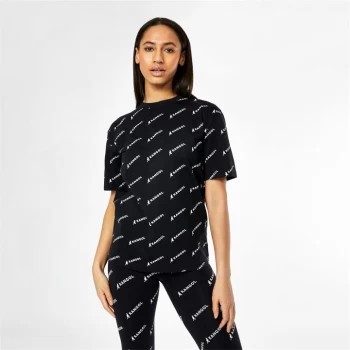 Kangol All Over Print Boxy T Shirt Ladies - Black AOP