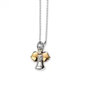 Sterling Silver Angel Pendant With Gold Plated Details P4019