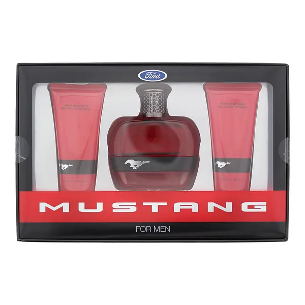 Mustang Red 3 Piece Gift Set: Eau de Toilette 100ml - Aftershave Balm 100ml - Hair Body Wash 100ml