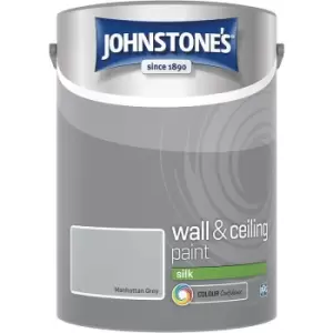 Johnstones - Johnstone's Wall & Ceilings Silk Manhattan Grey Paint 5L - Manhattan Grey