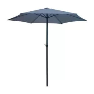 2.7m Grey Wind Up Parasol Umbrella Sun Shade with Steel Shaft Garden Patio Easy Assembly Easy Crank Open