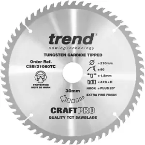 CSB/21060TC Craft Saw Blade 210Mm x 60 Teeth x 30 x 1.8 For Dcs7485 - Trend