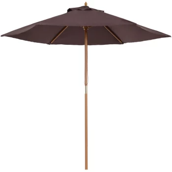 2.5m Wood Wooden Garden Parasol Sun Shade Patio Outdoor Umbrella Canopy New(Coffee) - Outsunny