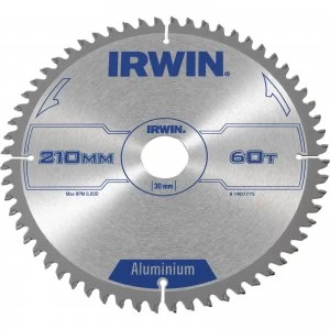 Irwin Aluminium Non-Ferrous Metal Saw Blade 210mm 60T 30mm
