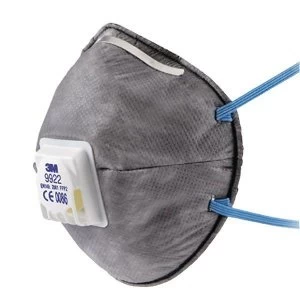 3M 9922 Cool Flow Valved Dust Respirators FFP2 Classification Grey Pack of 10