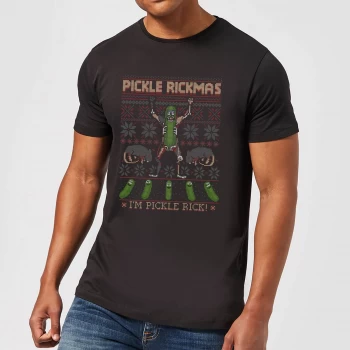 Rick and Morty Pickle Rick Mens Christmas T-Shirt - Black - 5XL
