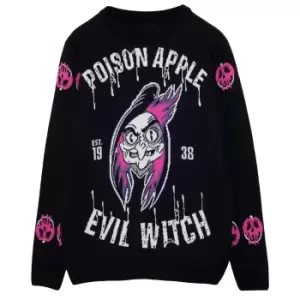Disney Womens/Ladies Evil Witch Villains Knitted Jumper (S) (Black/Pink/White)