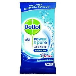 Dettol Power&Pure Advance Bathroom Wipes 80 Sheets Pack of 4
