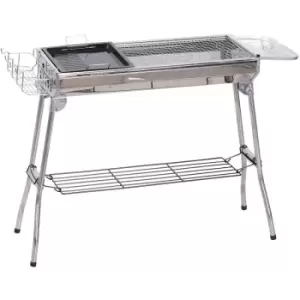 Outsunny - Portable Folding Charcoal BBQ Grill Stainless Steel Camp Picnic Cooker