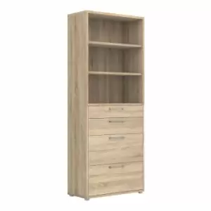 Prima Bookcase with 5 Shelves and 2 File Drawers, Oak
