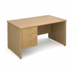 Maestro 25 PL Straight Desk With 3 Drawer Pedestal 1400mm - OAK Panel
