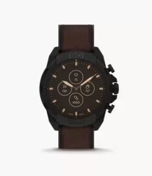 Fossil Men Hybrid Smartwatch HR 44mm Bronson Dark Brown Leather