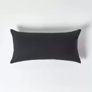 Black Continental Egyptian Cotton Pillowcase 200 Thread Count, 40 x 80cm - Black - Black - Homescapes