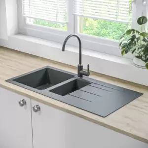 1.5 Bowl Inset Grey Granite Composite Kitchen Sink - Enza Madison