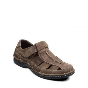 Padders Brown Leather 'Breaker' Wide Fit Touch and Close Sandals - 7