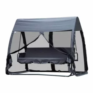 Alfresco 3 Seater Swing Chair with Mesh Wall Canopy, Grey