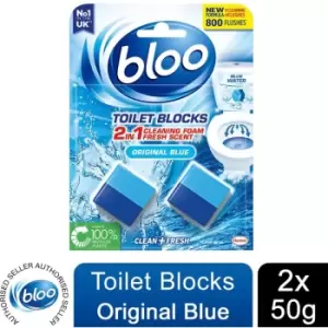 Bloo Original Blue Toilet Blocks 2 x 50g - wilko