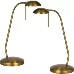 2 PACK - Touch Dimmer Table Lamp Light Antique Brass & Adjustable Neck Reading