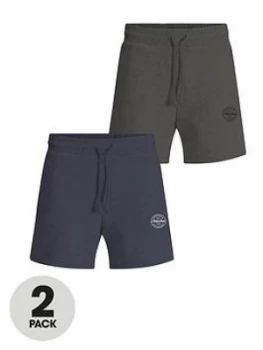 Jack & Jones 2 Pack Logo Jersey Shorts - Navy/Khaki