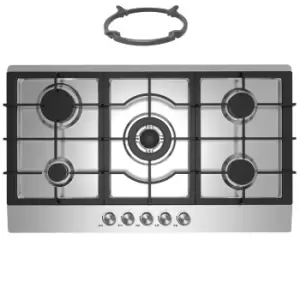 Cookology GH905SS 90cm Built-in 5 Burner Gas Hob in Stainless Steel & Wok Stand