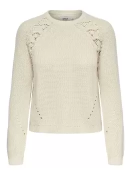ONLY Lace Detail Knitted Pullover Women White