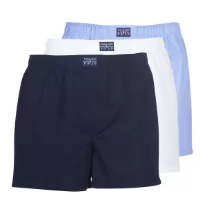 Polo Ralph Lauren 3 Pack Woven Boxers - White/Blue/Navy, White/Blue/Navy, Size 6XL, Men