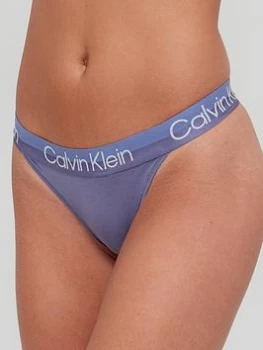 Calvin Klein Branded Waistband Thong - Blue Size L, Women