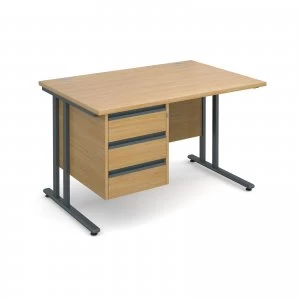 Maestro 25 GL Straight Desk With 3 Drawer Pedestal 1200mm - Graphite c