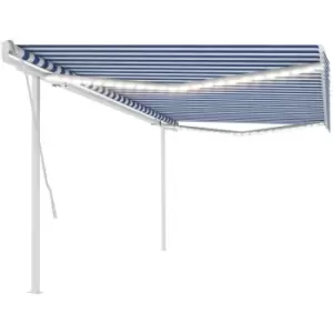 Vidaxl - Manual Retractable Awning with LED 5x3.5 m Blue and White Blue