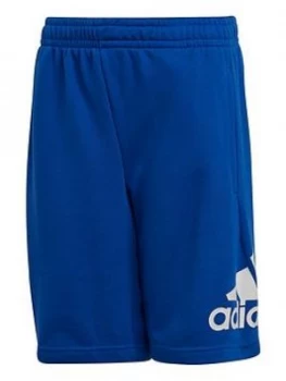 adidas Junior Boys Must Haves Badge of Sport Shorts - Blue, Size 5-6 Years