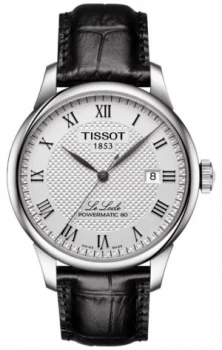 Tissot Mens Le Locle Powermatic 80 Silver Dial Black Leather Watch